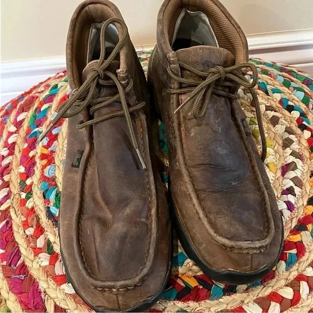 Justin brown leather ankle boots shoes